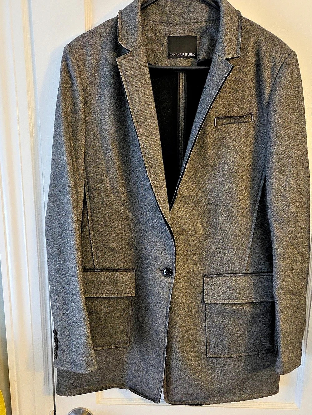 Womens Banana Republic Gray Flannel Blazer Size 14